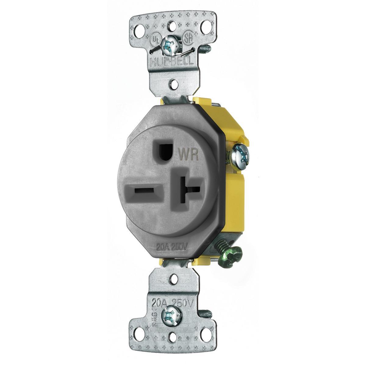 Hubbell Wiring Device-Kellems RR205GYWR Straight Blade Receptacles