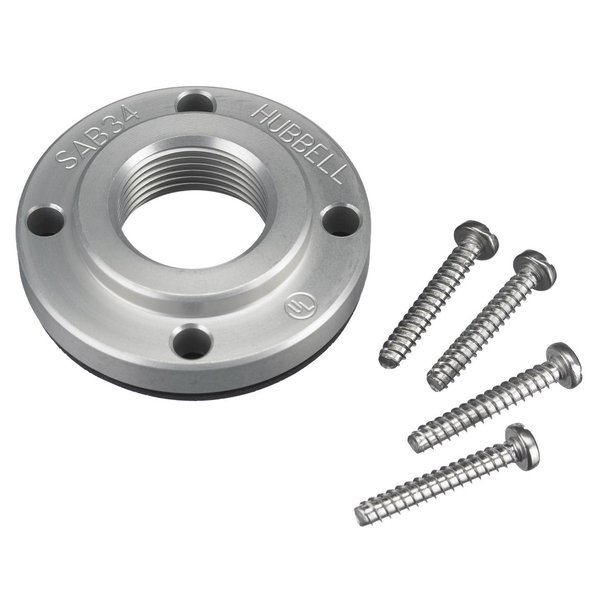 Hubbell Wiring Device-Kellems SAC34 Heavy Duty Industrial Grade Standard Pressure Screw Terminal Watertight Liquid Tight Adapter, 3/4 in NPT Conduit, For Use With 30 and 32 A 5-Wire and 60 and 63 A IEC Pin and Sleeve, Aluminum