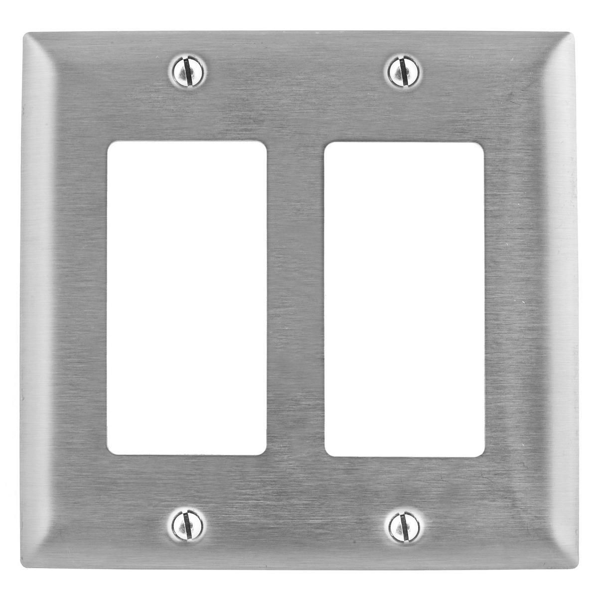 Hubbell Wiring Device-Kellems SS262 Standard Decorative Wall Plate, 2 Gangs, Stainless Steel
