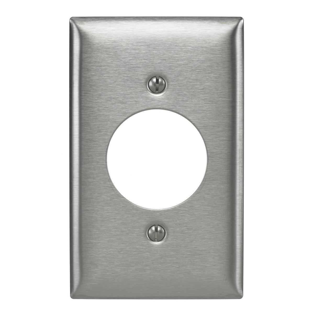 Hubbell Wiring Device-Kellems SS720 Standard Receptacle Wall Plate, 1 Gangs, 2.87 in W x 4.5 in H, Stainless Steel, Metallic