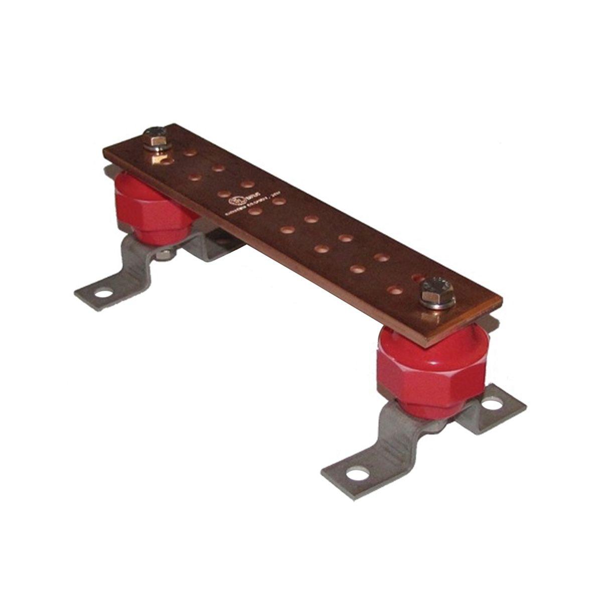 BURNDY® BBB14210A Busbar With Insulator Bracket, 10 in L x 2 in W, 16 Holes, Copper