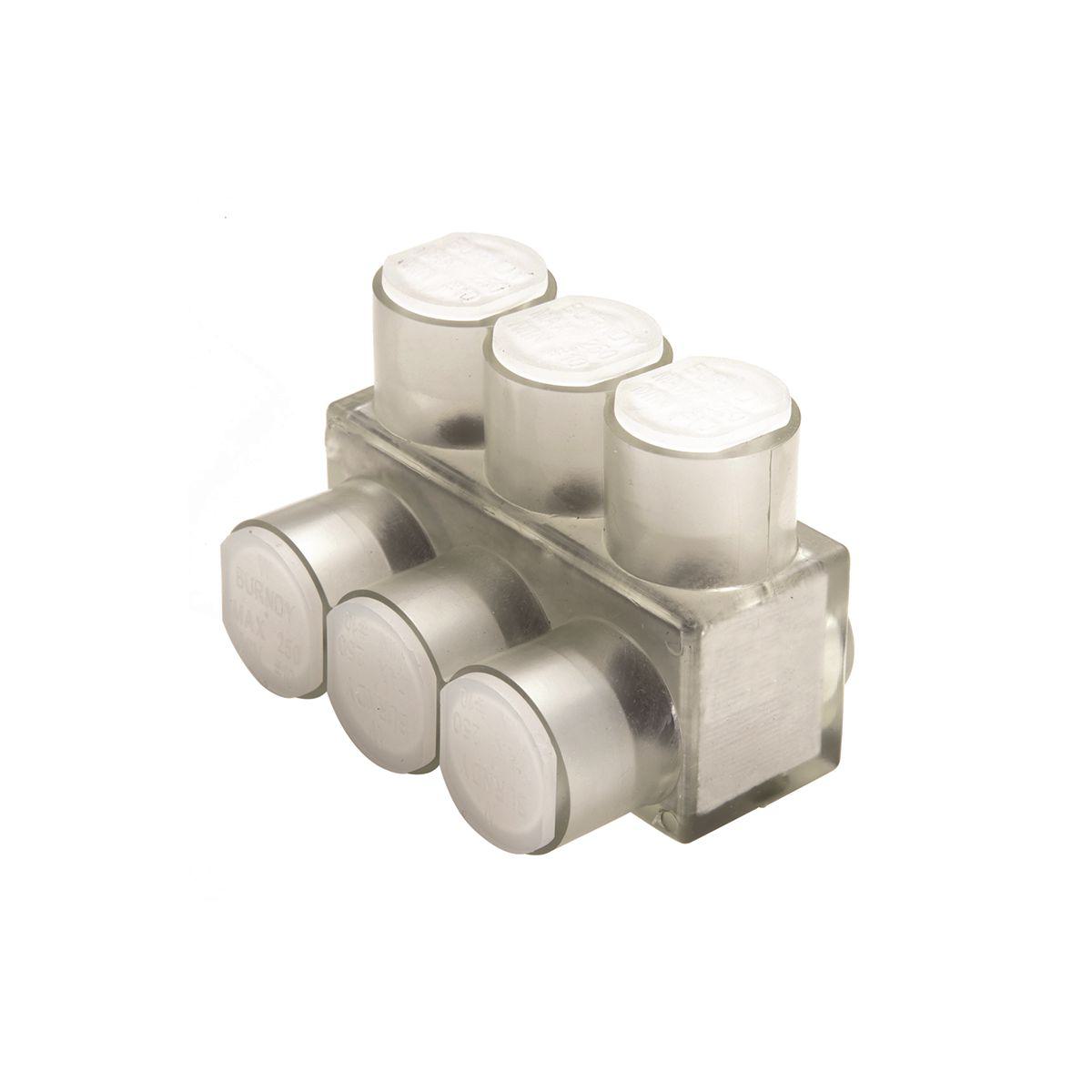 BURNDY® UNITAP™ BIBS43 1-Sided Entry Multi-Tap Connector With Mounting Holes, 14 to 4 AWG Conductor, Copper/Stranded Aluminum Conductor, Aluminum
