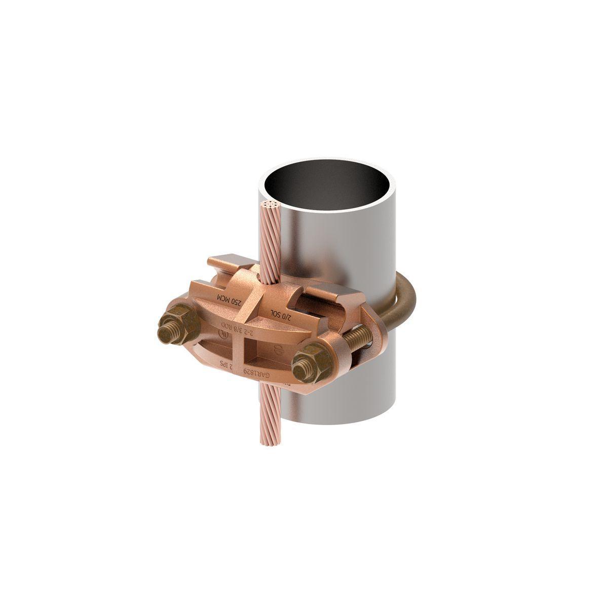 BURNDY® GAR174C Mechanical Grounding Connector, 1-5/8 to 1-7/8 in Rod, 8 to 4 AWG Conductor, Copper Alloy