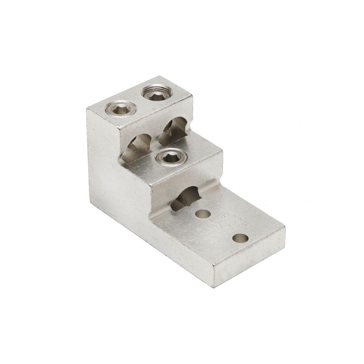 BURNDY® K21A36U2 K21A-U Dual Rated Universal Mechanical Bolted Lug and Terminal, 2 AWG to 600 kcmil Copper/Stranded Aluminum Conductor, 3/8 in Stud, 2 Bolt Holes, Aluminum