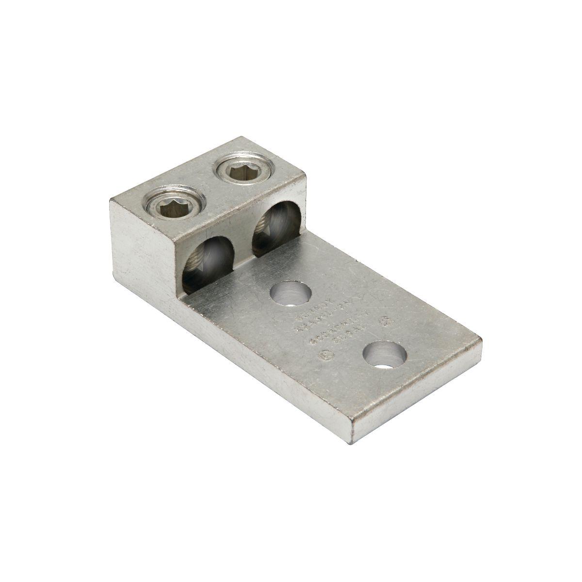 BURNDY® K2A31U2N K2A-U Dual Rated Universal Mechanical Bolted Lug and Terminal, 6 AWG to 350 kcmil Aluminum/Stranded Copper Conductor, 1/2 in Stud, 2 Bolt Holes, Aluminum