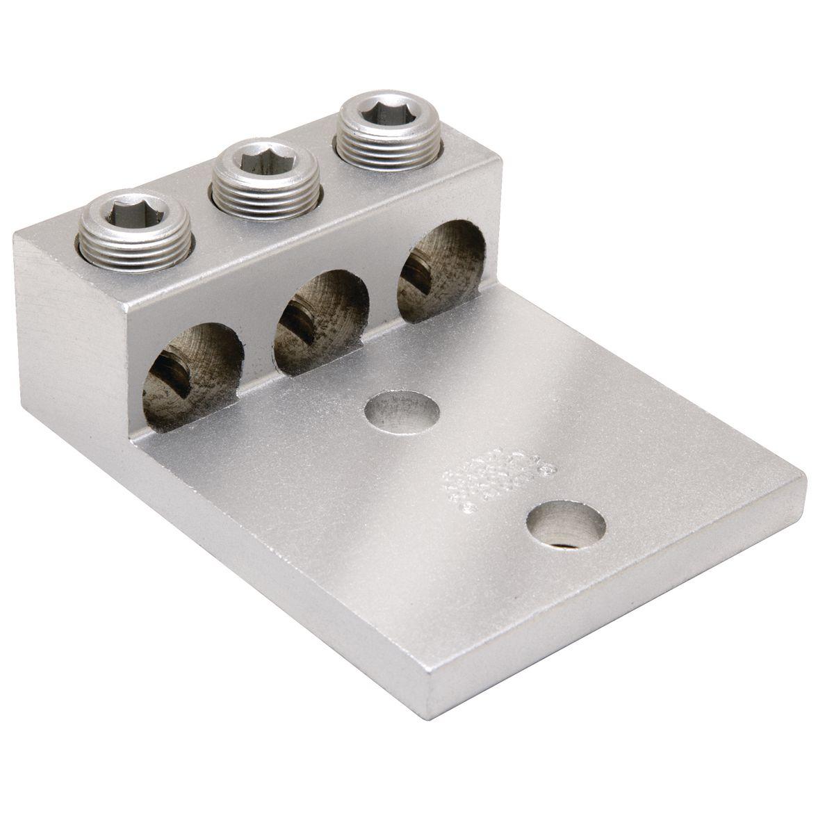 BURNDY® K3A36U2N K3A-U Dual Rated Universal Mechanical Bolted Lug and Terminal, 2 AWG to 600 kcmil Copper/Stranded Aluminum Conductor, 1/2 in Stud, 2 Bolt Holes, Aluminum