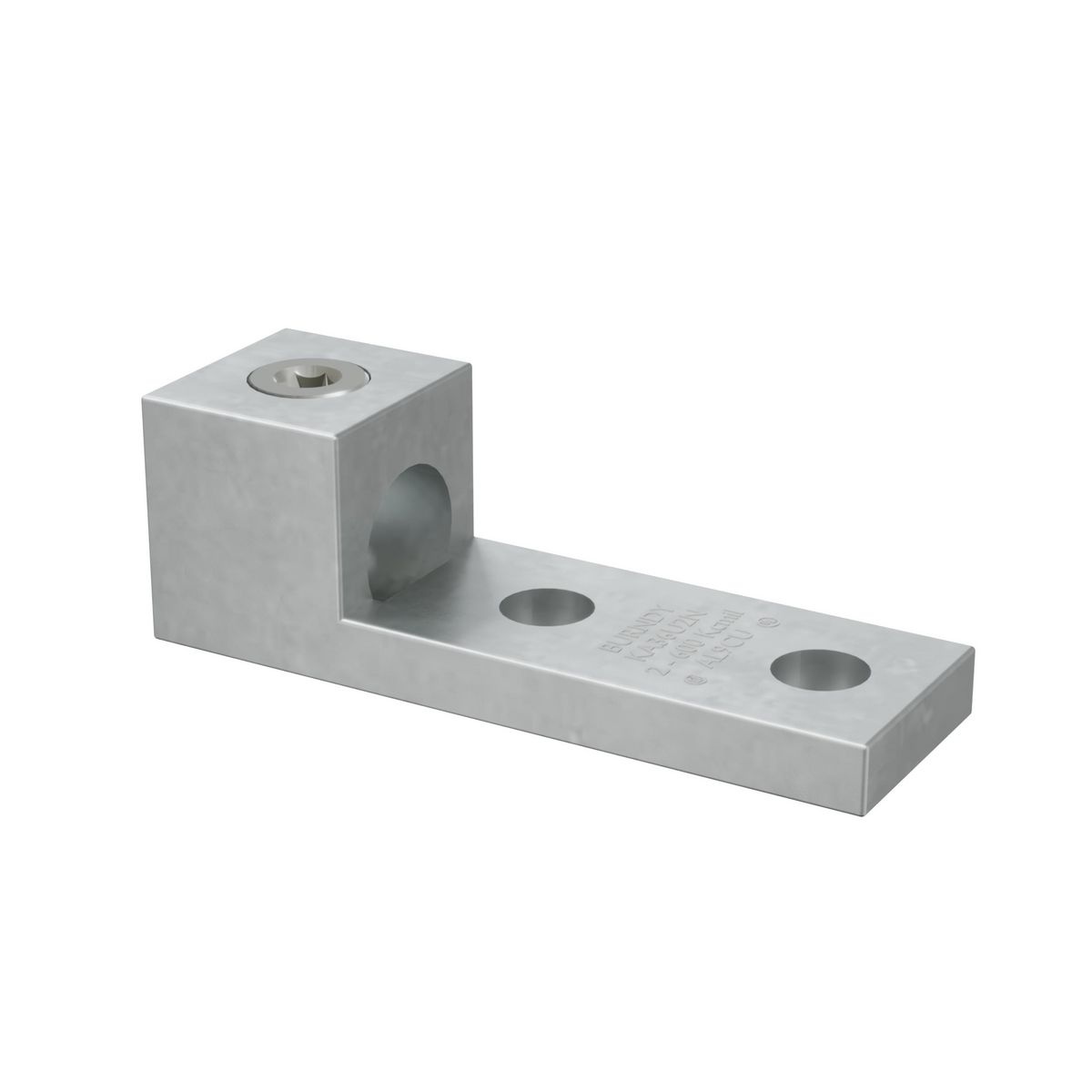 BURNDY® KA36U2N KA-U Dual Rated Universal Mechanical Bolted Lug and Terminal, 2 AWG to 600 kcmil Copper/Stranded Aluminum Conductor, 1/2 in Stud, 2 Bolt Holes, Aluminum