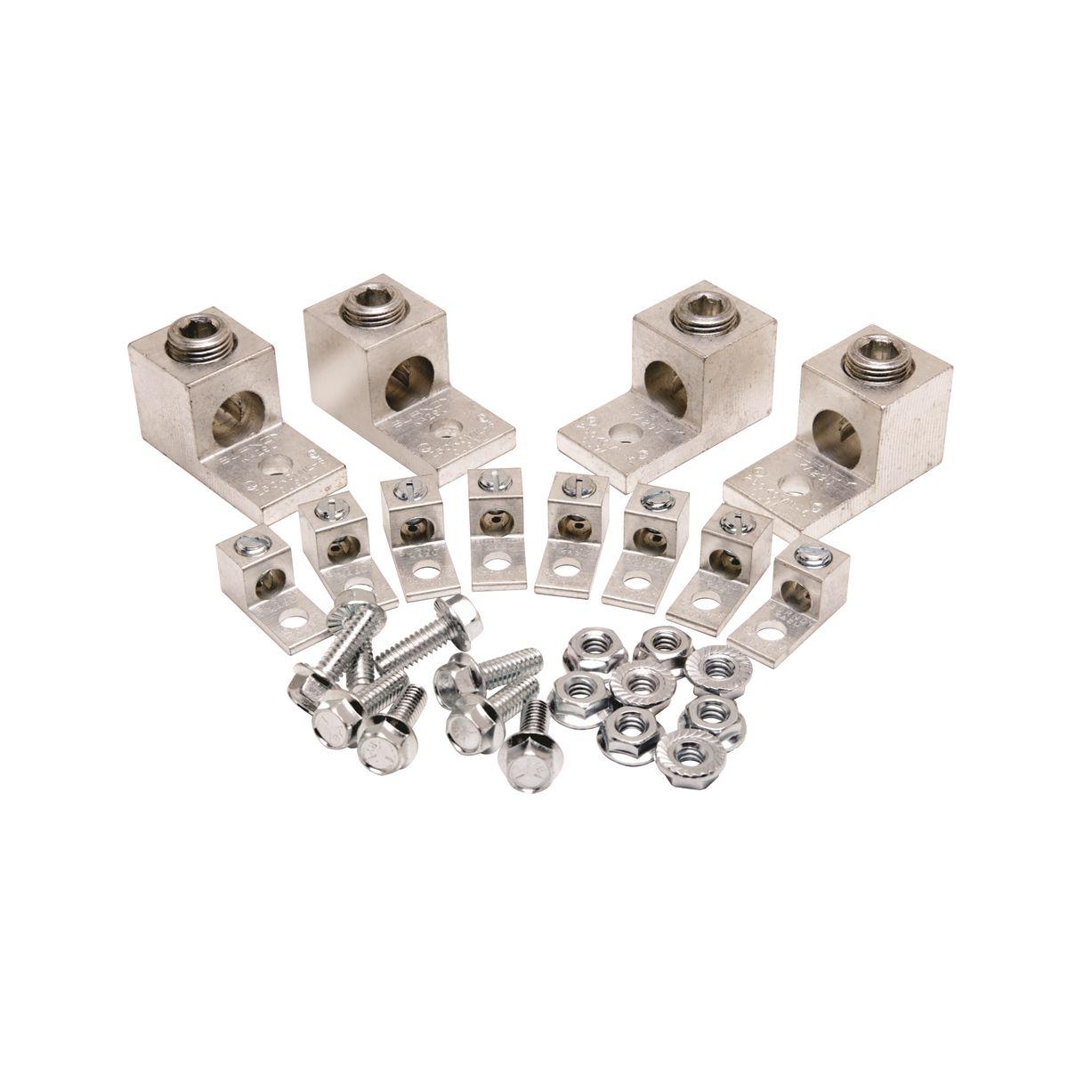 BURNDY® KAUKIT4 KAU-KIT Transformer Lug Kit, 70 Pieces, For Use With 500 kVA 300 to 800 kcmil Aluminum/Copper Stranded Run Conductor, Aluminum Alloy