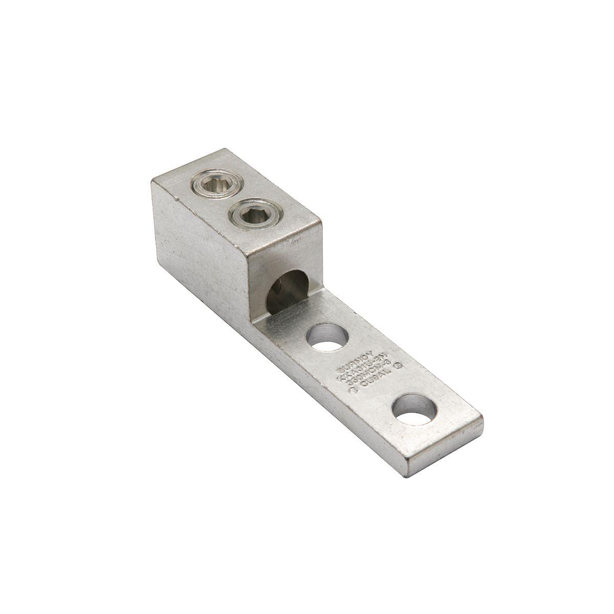 BURNDY® KKA31U2N KKA-U Dual Rated Universal Mechanical Bolted Lug and Terminal, 6 AWG to 350 kcmil Aluminum/Stranded Copper Conductor, 1/2 in Stud, 2 Bolt Holes, Aluminum