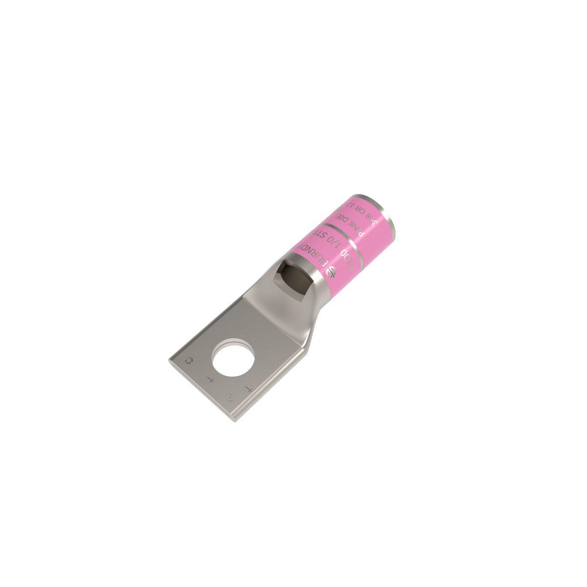 BURNDY® HYLUG™ YA25L6BOX YA-L 1-Hole Compression Lug With Inspection Window, 1/0 AWG Stranded Copper Conductor, Die Code: 12, 1/2 in Stud, Copper