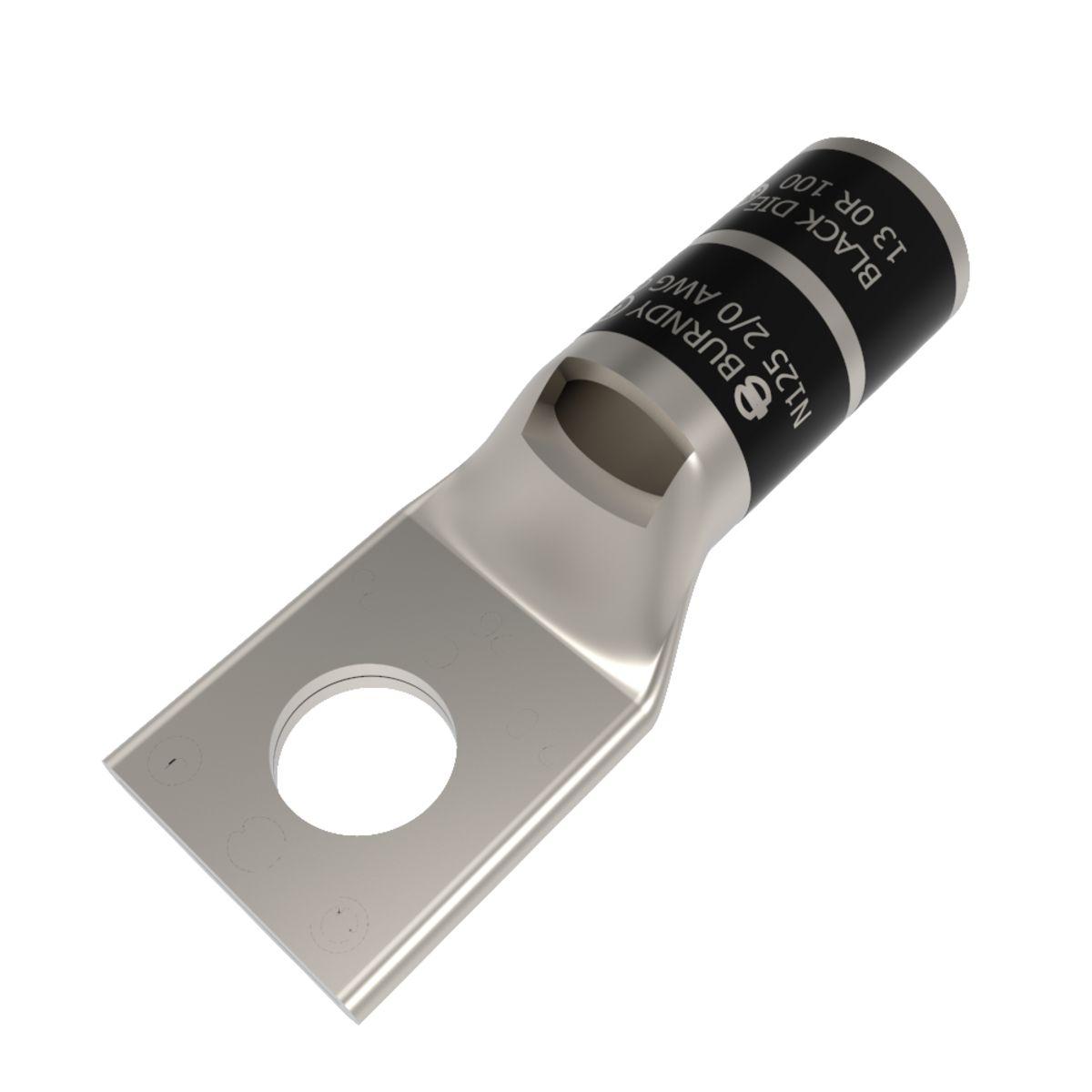 BURNDY® HYLUG™ YA26L6BOX YA-L 1-Hole Compression Lug With Inspection Window, 2/0 AWG Stranded Copper Conductor, Die Code: 13, 1/2 in Stud, Copper