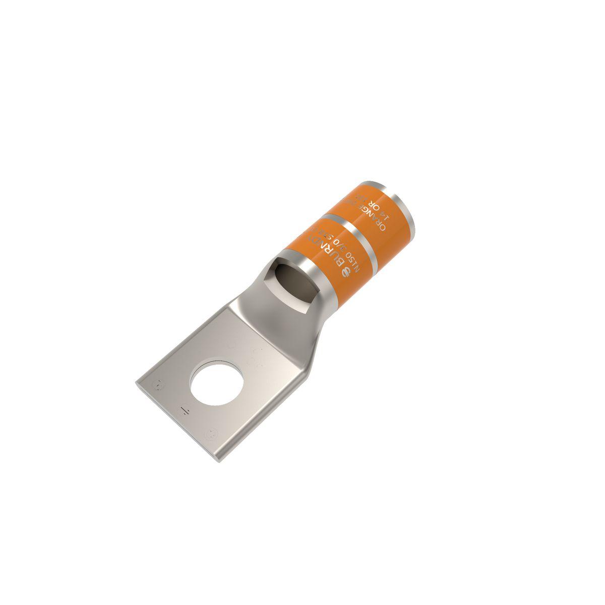 BURNDY® HYLUG™ YA27LBOX YA-L 1-Hole Compression Lug With Inspection Window, 3/0 AWG Stranded Copper Conductor, Die Code: 14, 1/2 in Stud, Copper