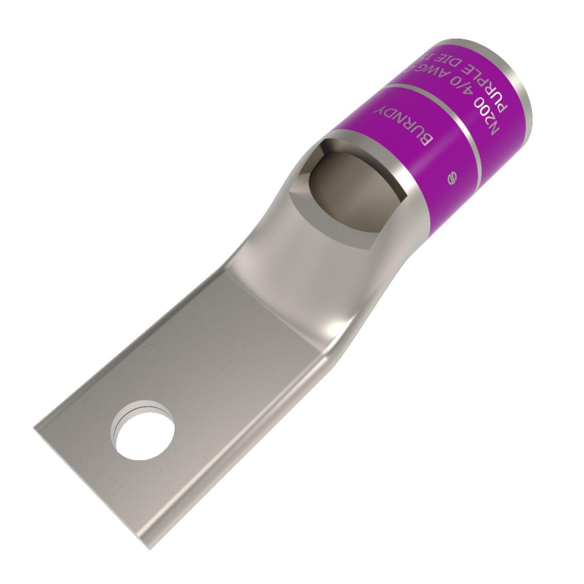 BURNDY® HYLUG™ YA28LNT38 YA-L 1-Hole Compression Lug, 4/0 AWG Flexible/Stranded Copper Conductor, Die Code: 15, 3/8 in Stud, Copper
