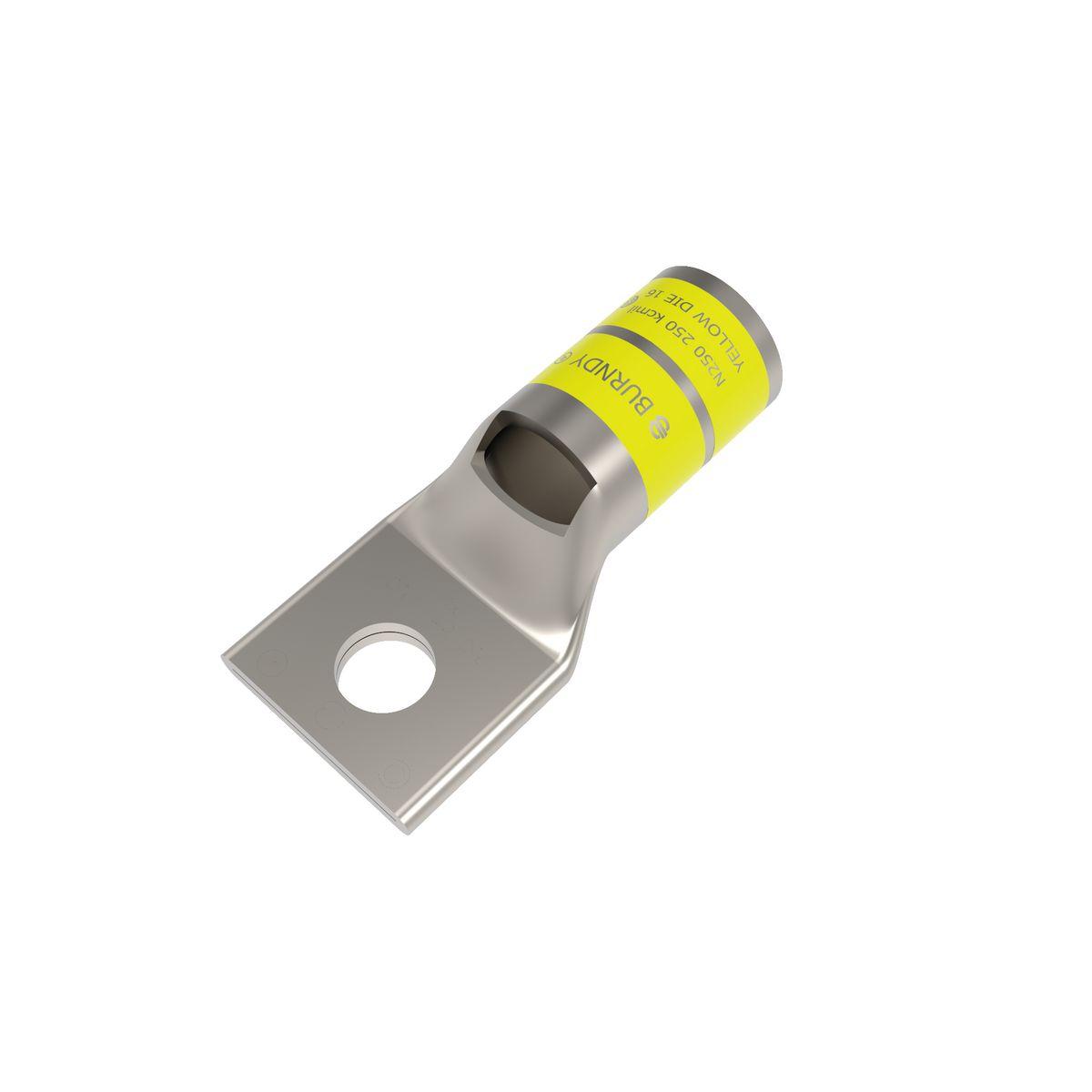 BURNDY® HYLUG™ YA29L4 YA-L 1-Hole Compression Lug With Inspection Window, 250 kcmil Stranded Copper Conductor, Die Code: 16, 3/8 in Stud, Copper