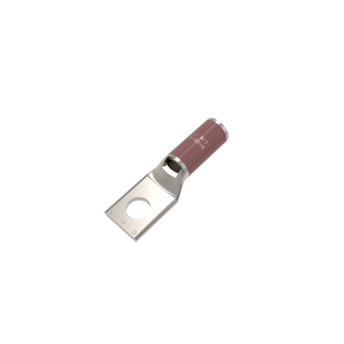 BURNDY® HYLUG™ YA2CL6BOX YA-L 1-Hole Compression Lug With Inspection Window, 2 AWG Stranded Copper Conductor, Die Code: 10, 1/2 in Stud, Copper