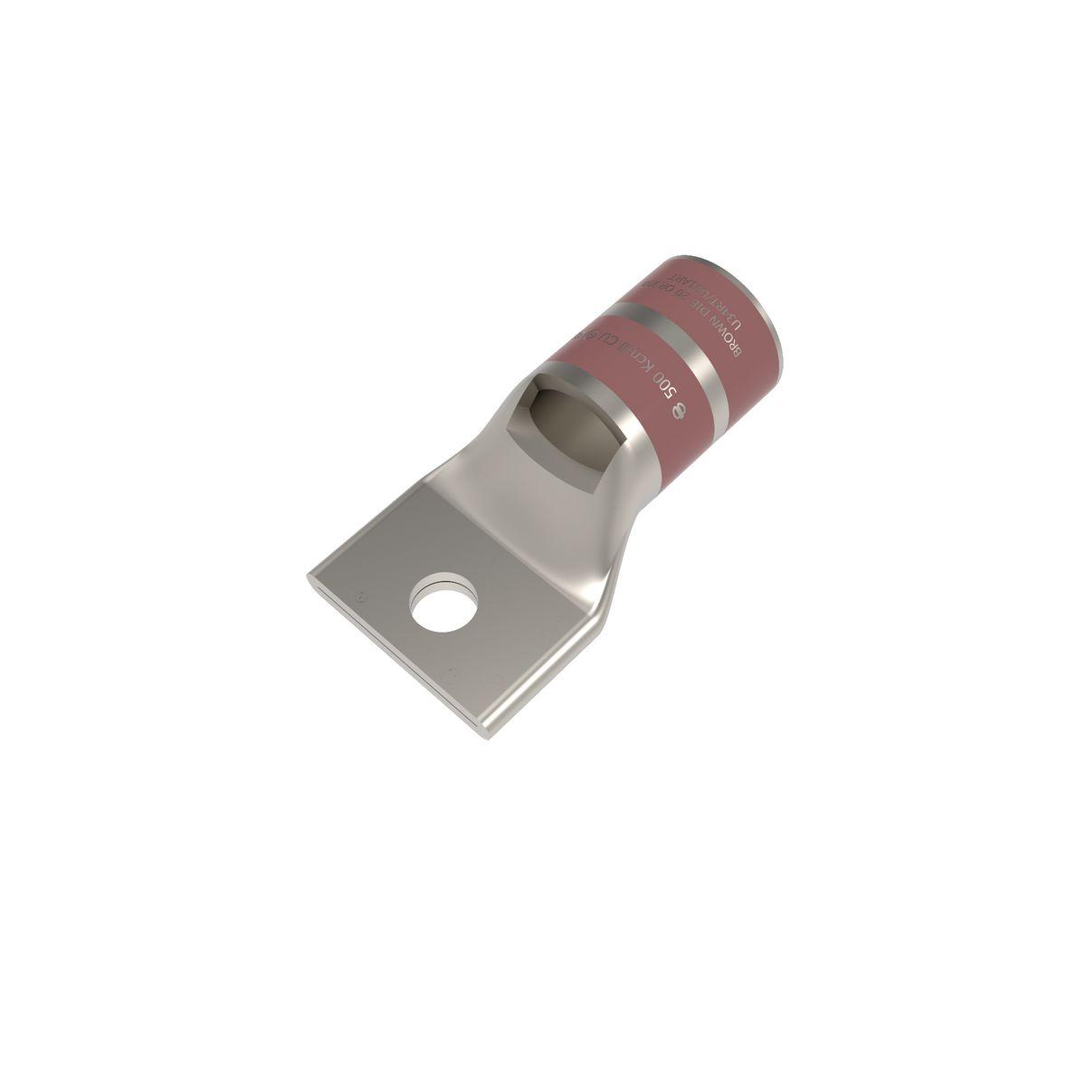 BURNDY® HYLUG™ YA34L37 YA-L 1-Hole Compression Lug With Inspection Window, 500 kcmil Stranded Copper Conductor, Die Code: 20, 3/8 in Stud, Copper