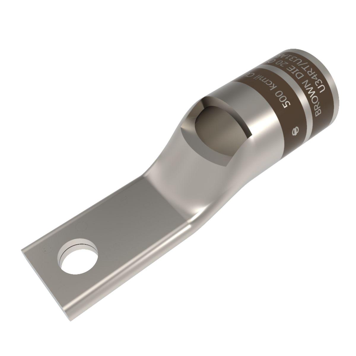 BURNDY® HYLUG™ YA34LNT38 YA-L-NT 1-Hole Compression Lug With Inspection Window, 500 kcmil Copper Conductor, Die Code: 20/299, 3/8 in Stud, Copper