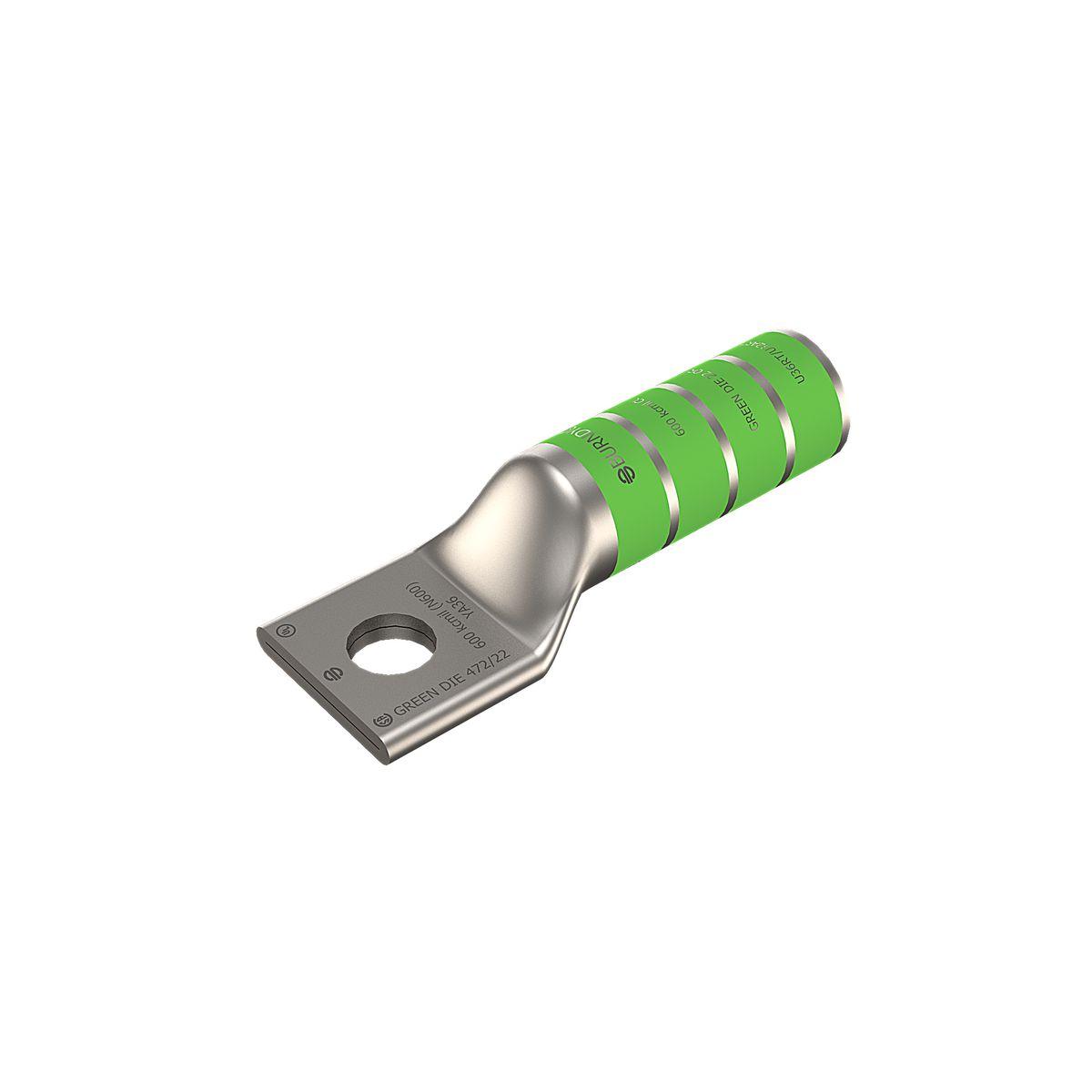 BURNDY® HYLUG™ YA36 YA Series 1-Hole Uninsulated Compression Lug, 600 kcmil Stranded Copper Conductor, Die Code: 22/472, 5/8 in Stud, Tin Plated Copper