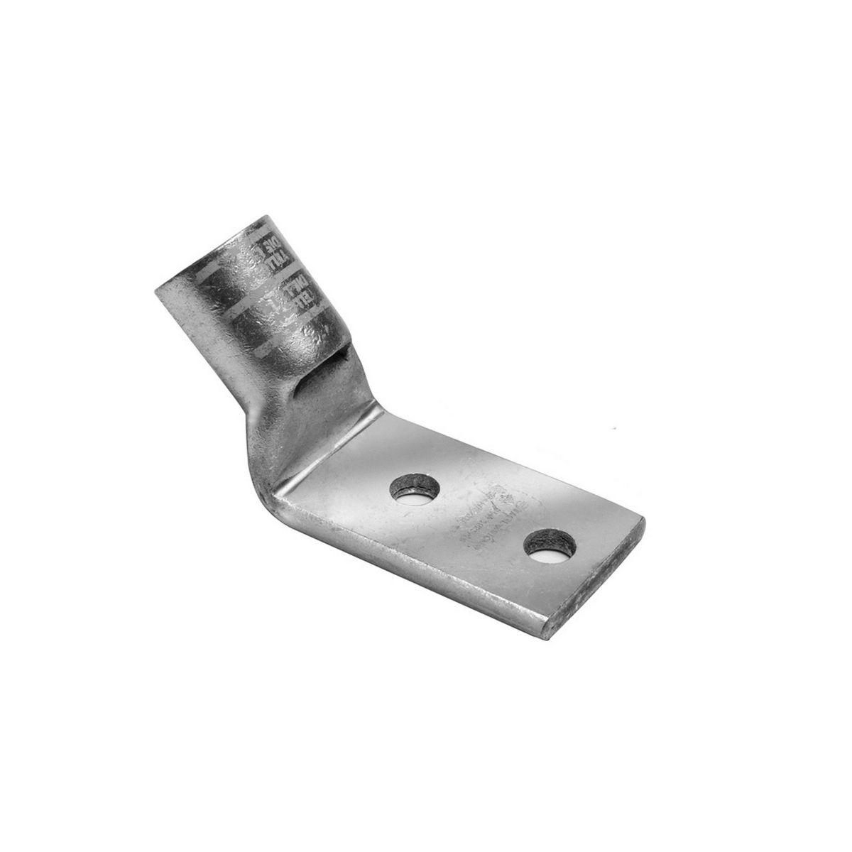 BURNDY® HYLUG™ YA6CL2TC1445 2-Hole Compression Lug With Inspection Window, 6 AWG Solid Copper/Stranded Conductor, Die Code: 7/374, 1/4 in Stud, Electro Plated Tin Copper