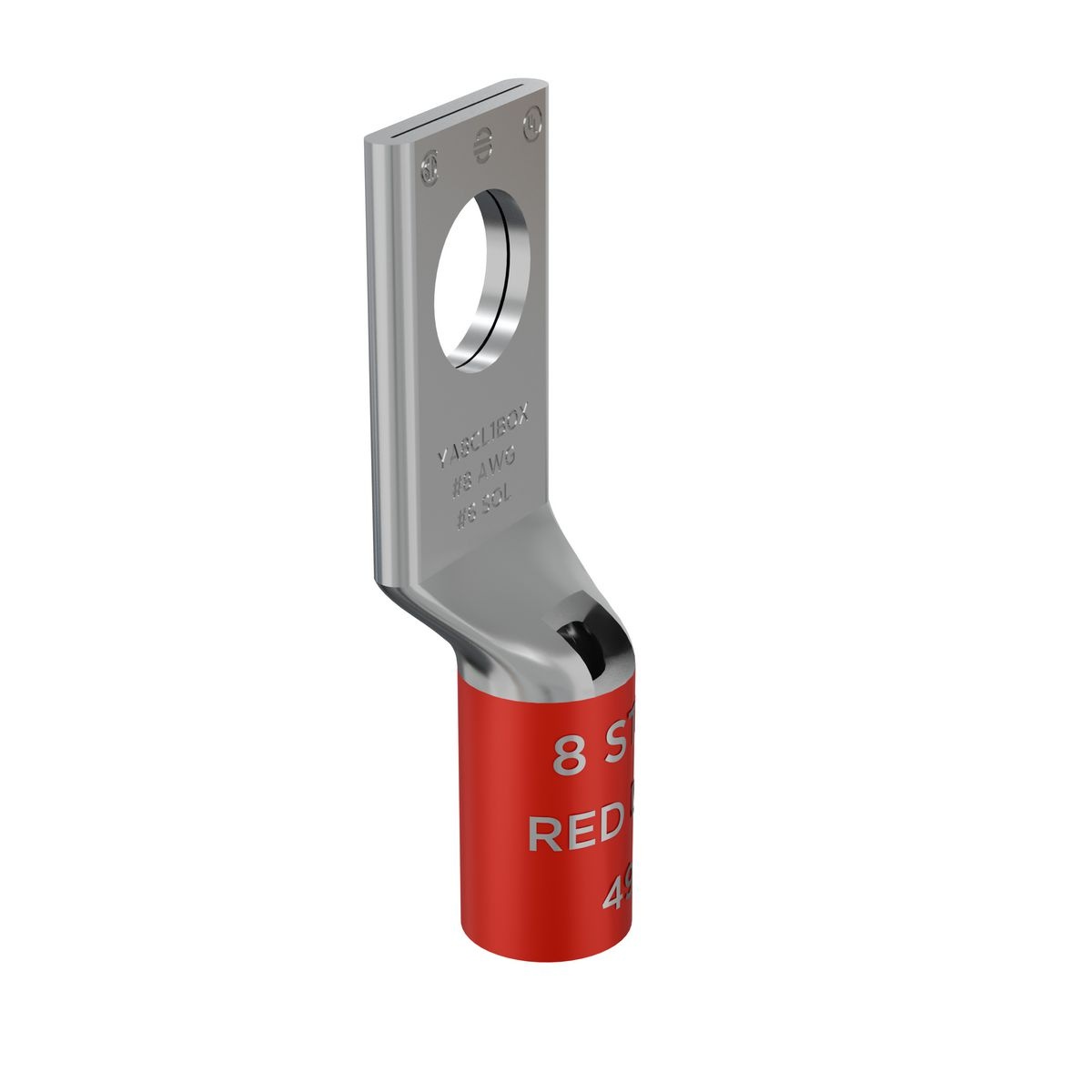 BURNDY® HYLUG™ YA8CL1BOX YA-L 1-Hole Compression Lug With Inspection Window, 8 AWG Flexible/Solid/Stranded Copper Conductor, Die Code: 49, 1/4 in Stud, Copper