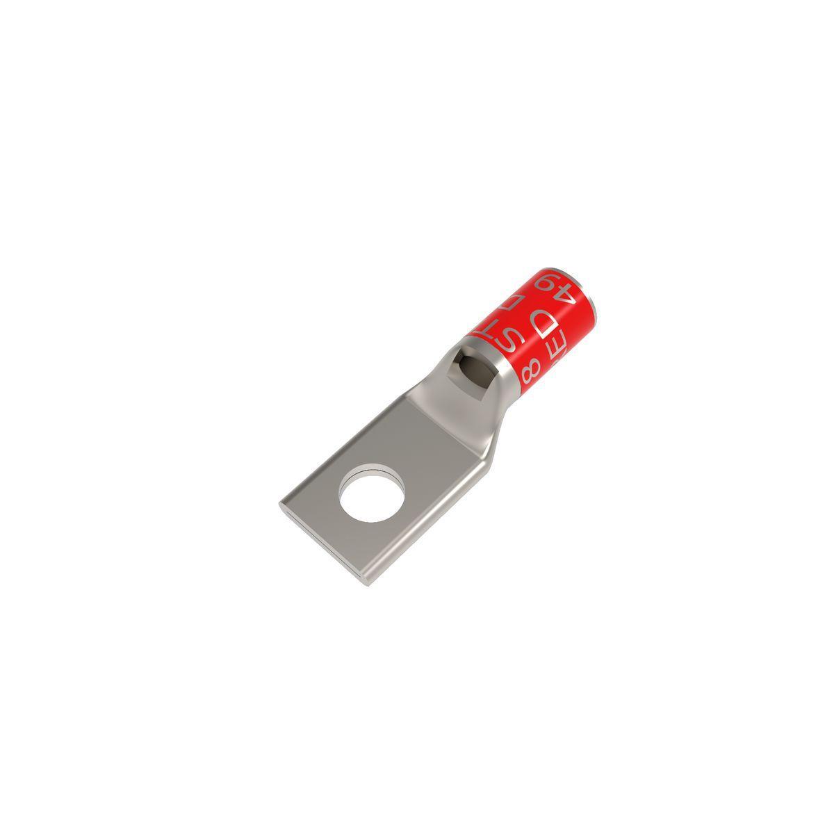 BURNDY® HYLUG™ YA8CL3BOX YA-L 1-Hole Compression Lug With Inspection Window, 8 AWG Flexible/Solid/Stranded Copper Conductor, Die Code: 49, 3/8 in Stud, Copper