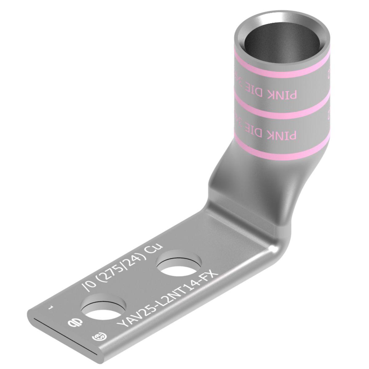 BURNDY® YAV25L2NT14FX90 YA Series YA-TC Compression Terminal, 1/0 AWG Conductor Copper Conductor, 1/4 in Stud