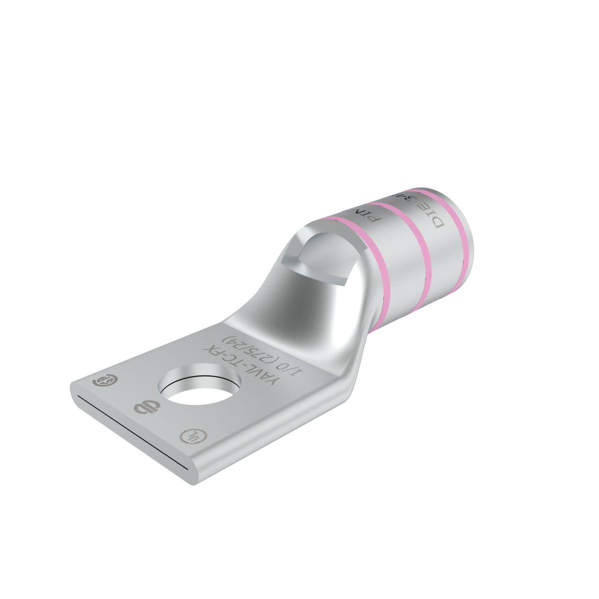 BURNDY® HYLUG™ YAV25LTC516FX YAV-L-FX 1-Hole Compression Lug With Inspection Window, 1/0 AWG Flexible/Stranded Copper Conductor, Die Code: 12, 5/16 in Stud, Copper