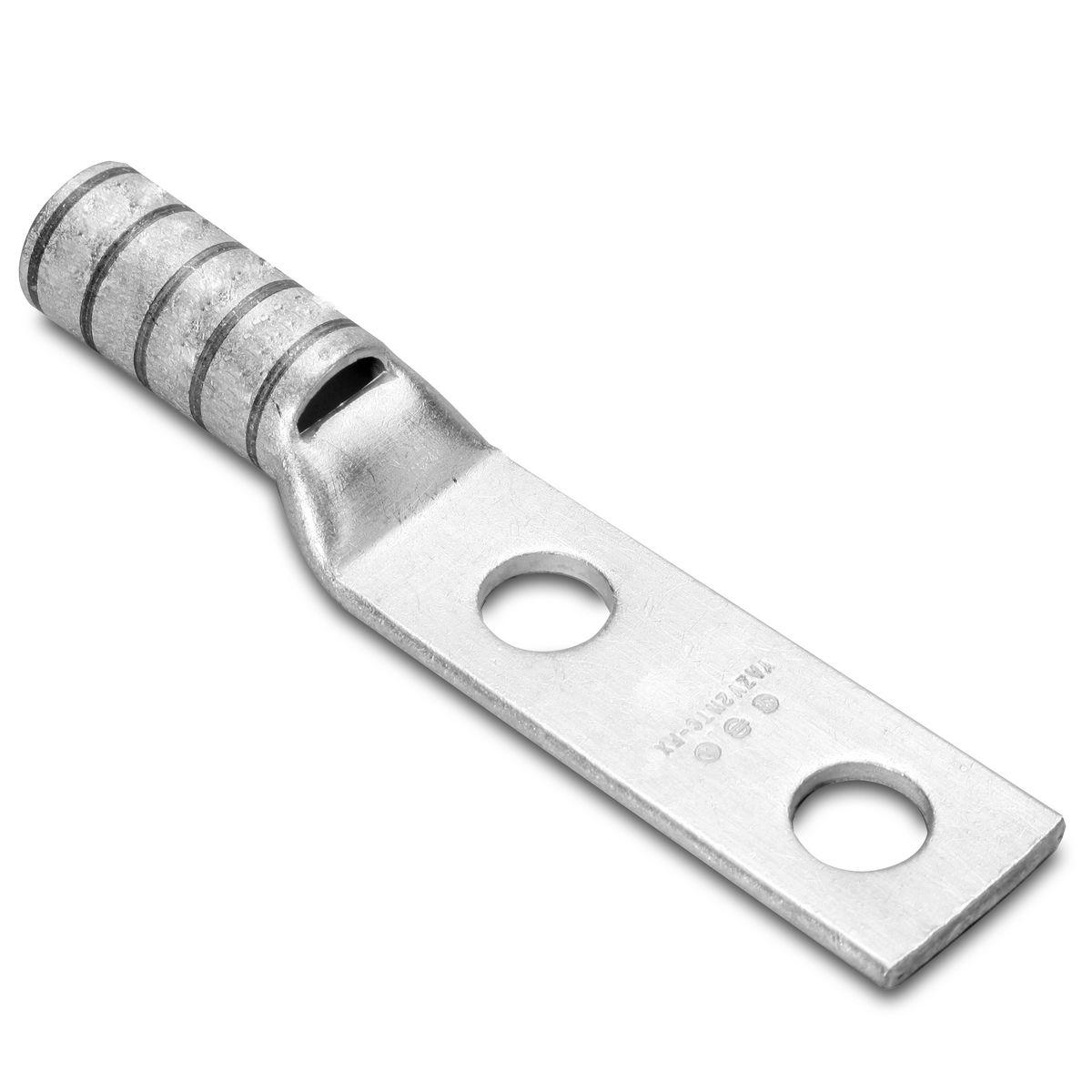 BURNDY® HYLUG™ YAV2CL2TC14FX YAV-L-2TC-FX 2-Hole Compression Lug With Inspection Window, 2 AWG Flexible/Solid/Stranded Copper Conductor, Die Code: 10, 1/4 in Stud, Copper