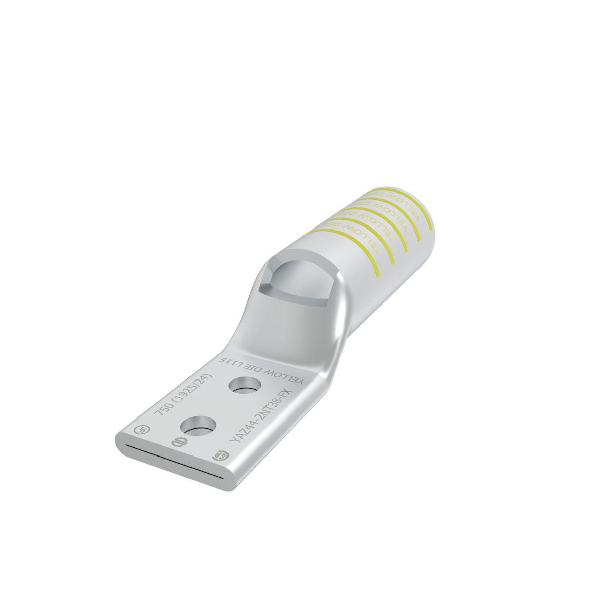 BURNDY® HYLUG™ YAZ442NT38FX YAZ-2-NTFX 2-Hole Compression Lug With Inspection Window, 750 kcmil Flexible/Stranded Copper Conductor, Die Code: L115, 3/8 in Stud, Copper
