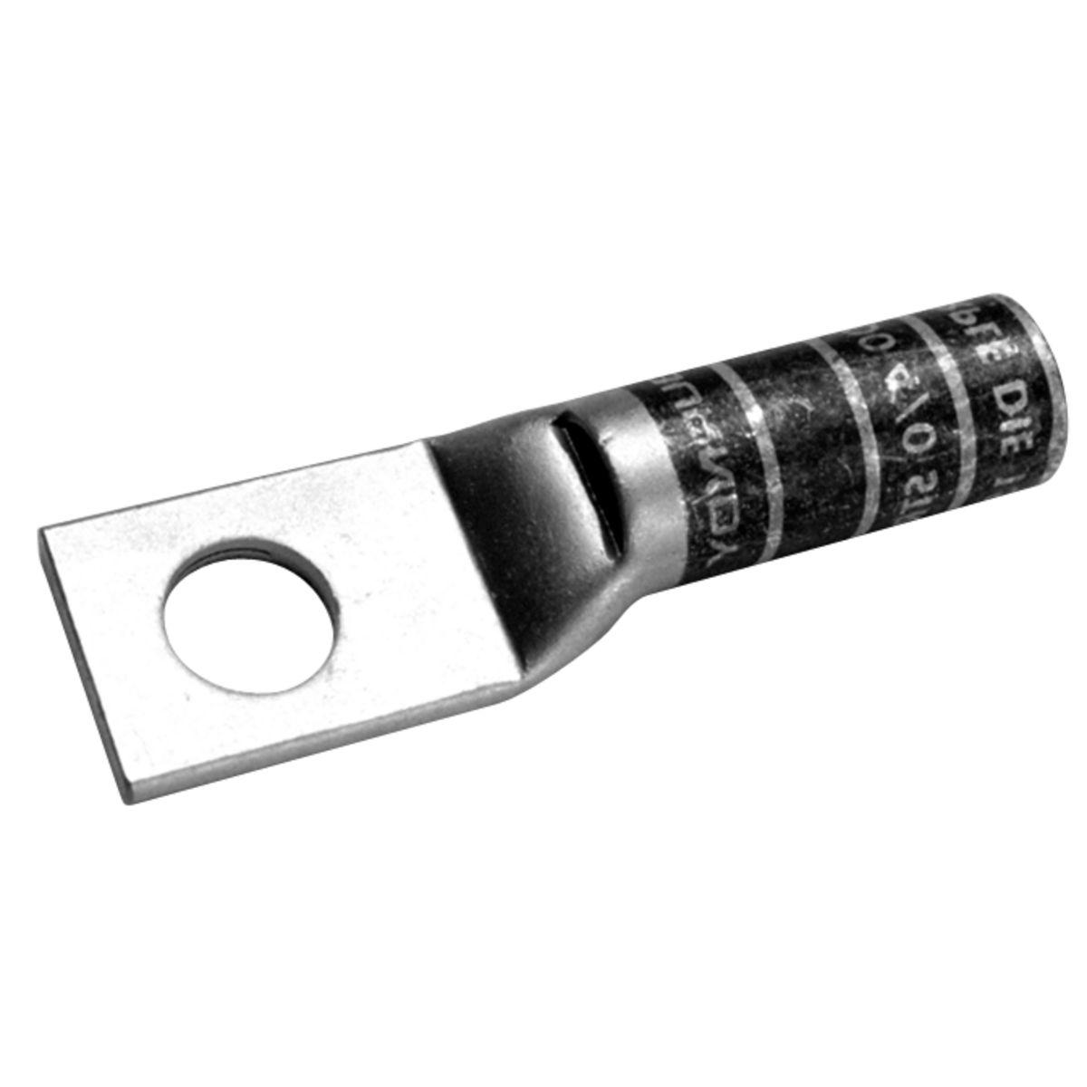 BURNDY® HYLUG™ YAZV2CTC38FX YAZ-2TC-FX 1-Hole Compression Lug With Inspection Window, 2 AWG Flexible/Stranded Copper Conductor, Die Code: 10, 3/8 in Stud, Tin Plated Copper