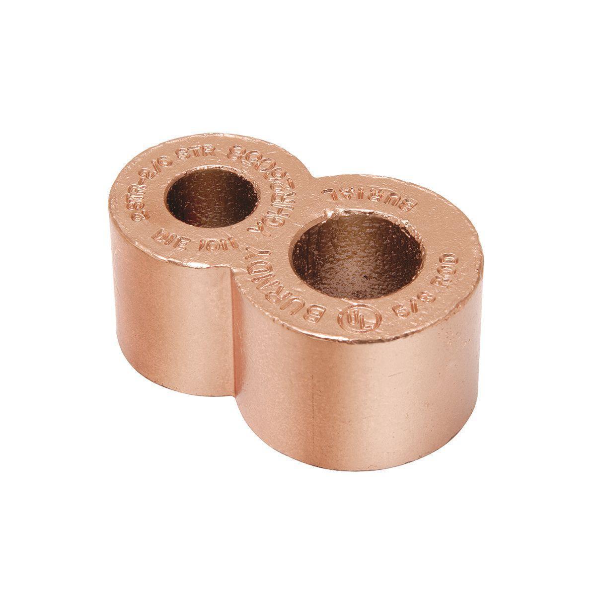 BURNDY® HYGROUND® HYTAIL™ YGHR29C34 YGHR-C Type YGHR-C High Strength Irreversible Compression Connector, 4/0 AWG Min Run/Tap, 3/4 in Rod, Figure 8 Shape