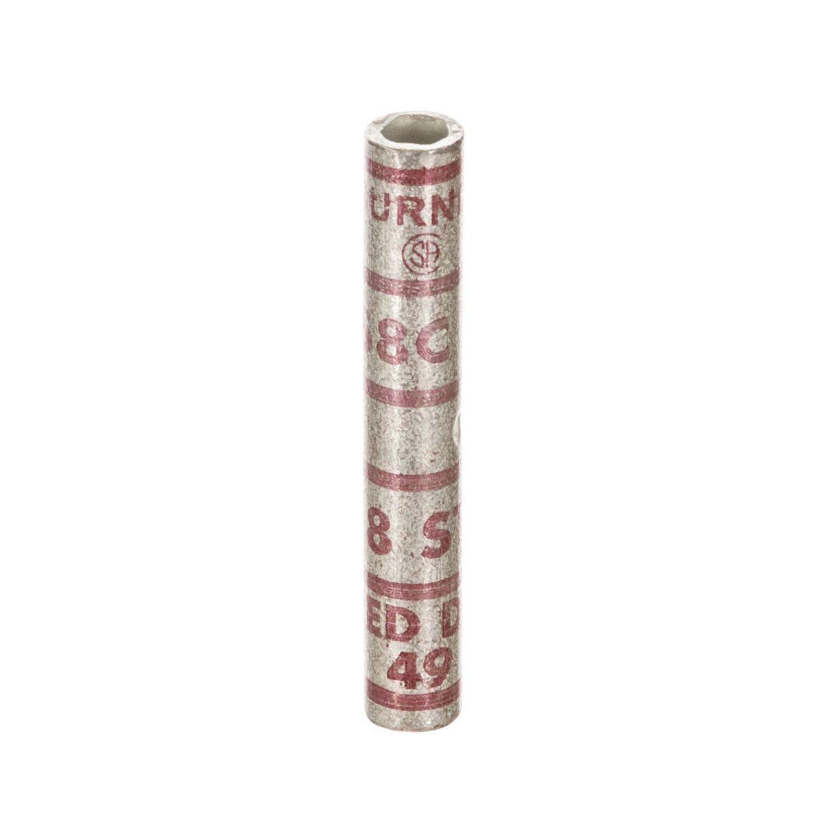 BURNDY® YS8C YS Series Seamless Aluminum splice, 8 AWG Code Conductor, Die Code: 49, 1.75 in L, Copper