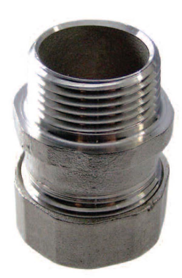Calbrite™ S21000MC00 Compression Male Conduit Connector, 1 in Trade, For Use With EMT Conduits, 316 Stainless Steel, #4 Polished