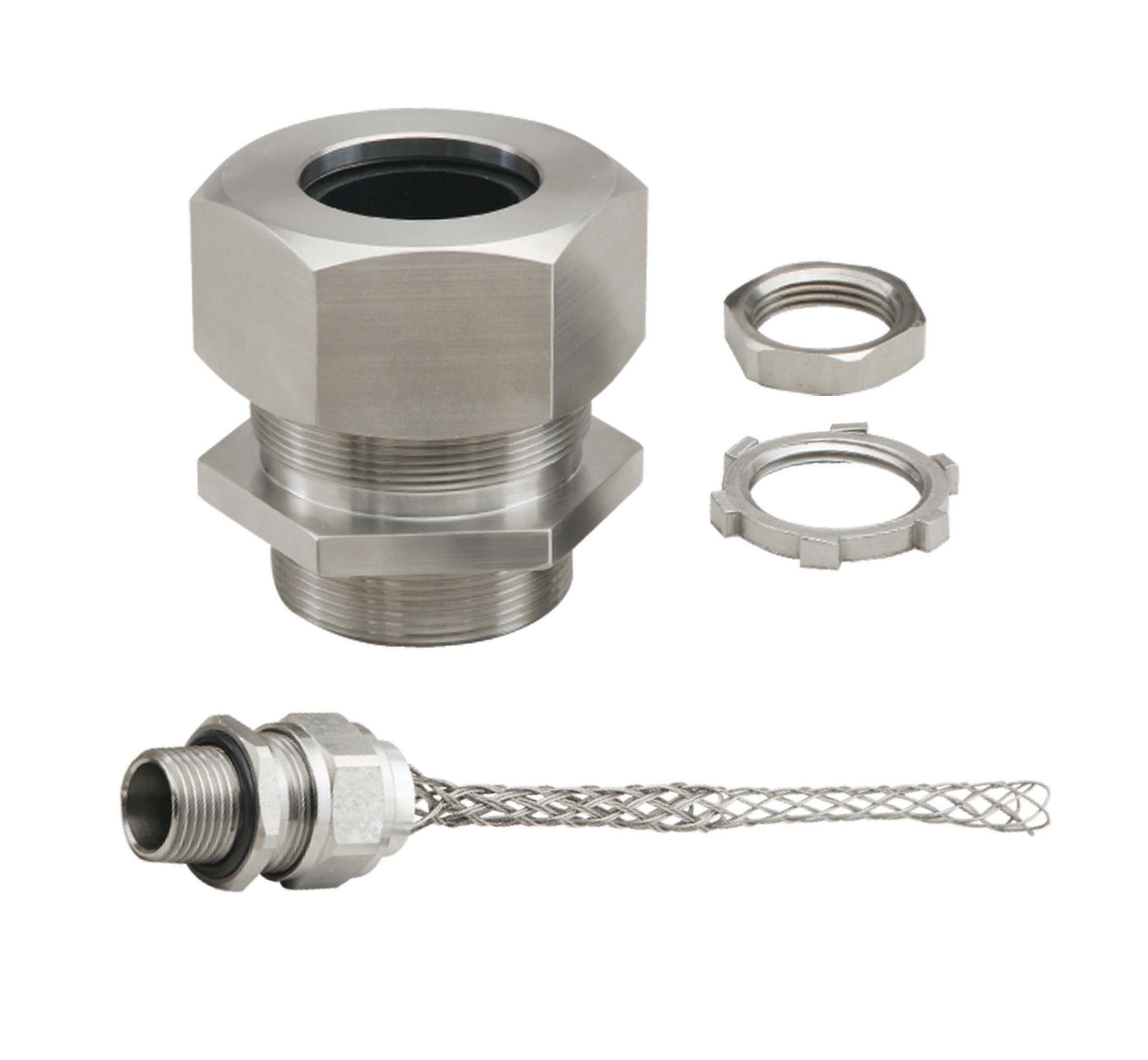 Calbrite™ S40502GR00 Cord Grip Connector With Mesh, 3/4 in Trade, Stainless Steel