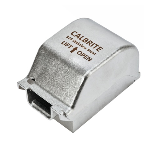 Calbrite™ S60000FVCS Lockable Lid Shallow Weatherproof While-In-Use Cover, 3/4 in Dia, 6 in L x 3.2 in W x 3-1/2 in D, Blank/Duplex Switch/Toggle/GFCI Device Cover, 316 Stainless Steel