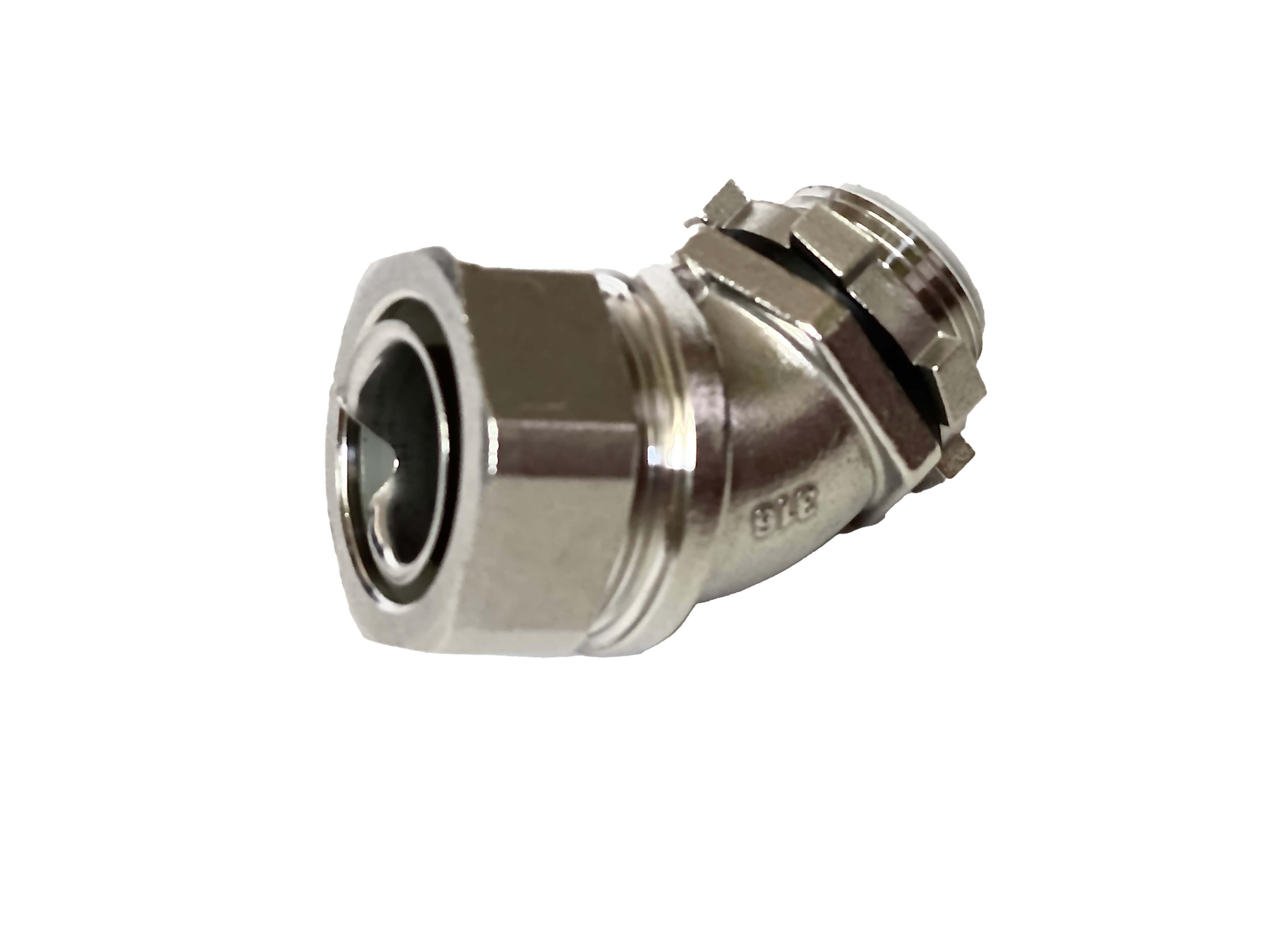 Calbrite™ S60700FC45 Flexible Conduit Connector, 3/4 in Trade, For Use With Flexible Rigid Conduit, 316 Stainless Steel, #4 Polished