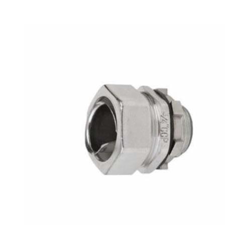 Calbrite™ S61200FCS0 Rigid Male Straight Flexible Connector, 1-1/4 in Trade, For Use With Bare/PVC/Clear Coated Flexible Conduit, 316L Stainless Steel, #4 Polished