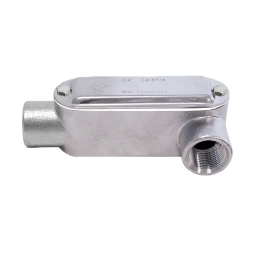 Calbrite™ S61500LL00 Type LL Conduit Body, 1-1/2 in Hub, Form 8, 35 cu-in, 316L Stainless Steel, #4 Polished