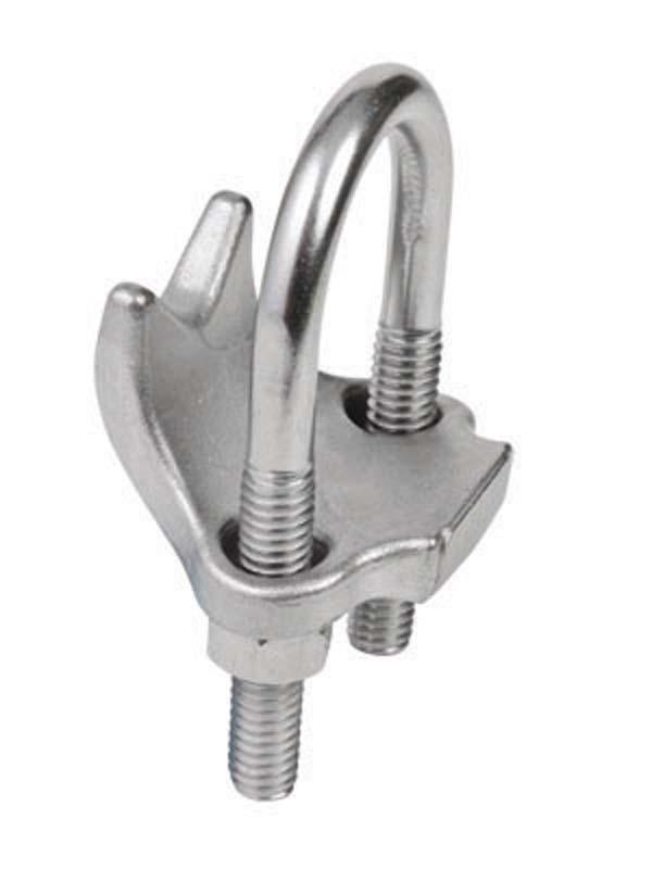 Calbrite™ S60700RA00 2-Hole Right Angle Beam Clamp, 3/4 in Conduit, 0.27 in THK Flange, Stainless Steel, Polished Silver