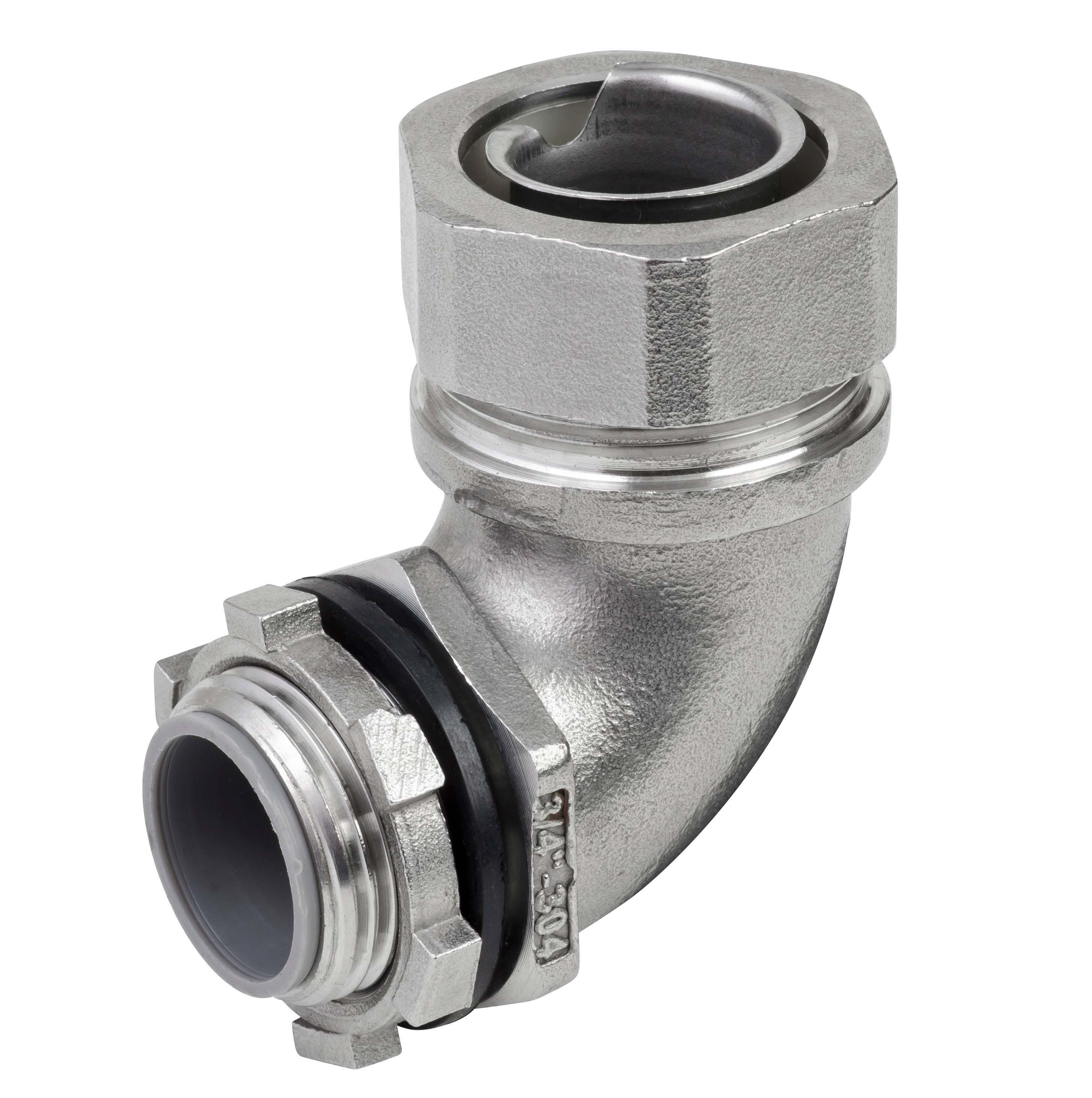 Calbrite™ S62000FC90 Flexible Conduit Connector, 2 in Trade, For Use With Flexible Rigid Conduit, 316 Stainless Steel, #4 Polished