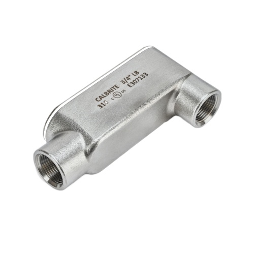 Calbrite™ S60500LB00 Type LB Conduit Body, 1/2 in Hub, 8, 4 cu-in, 316 Stainless Steel, Polished Silver