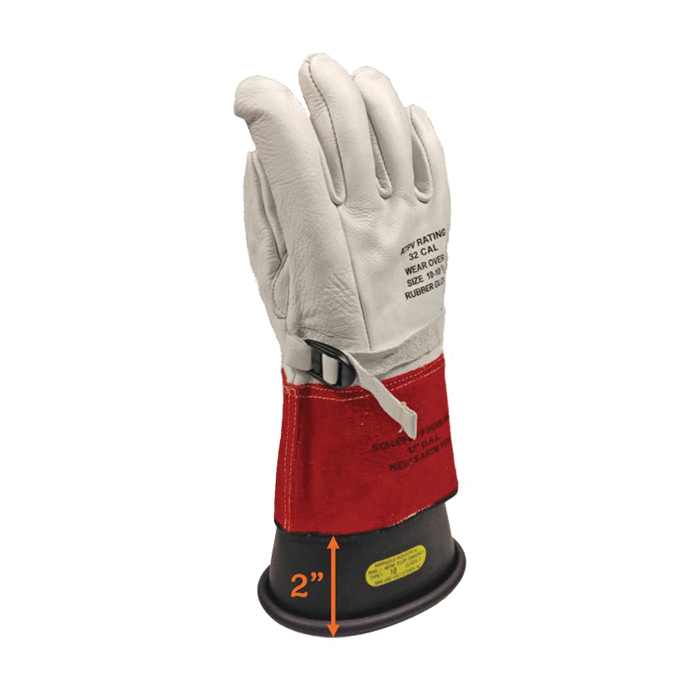 Cementex P0-10-10 Class 0 Low Voltage Leather Protector, SZ 10, Leather Palm, Goatskin Leather, 10 in L, ASTM Class: ASTM F496