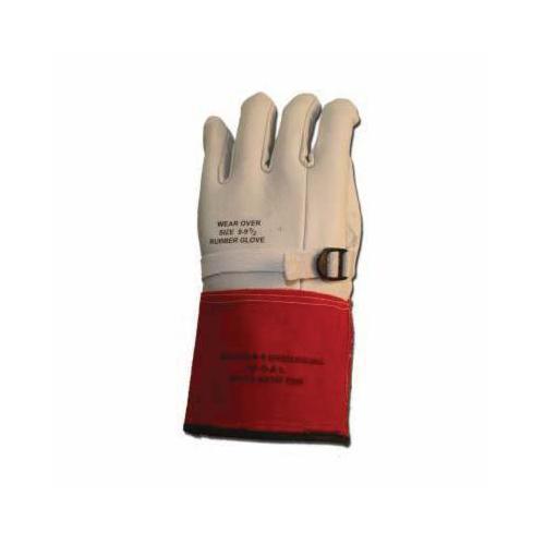Cementex P2-12-9 Class 2 High Voltage Leather Protector, SZ 9, Leather Palm, Grain Leather, Yellow, 12 in L, ASTM Class: ASTM D1051, F696, 17000 V AC Max Use Voltage