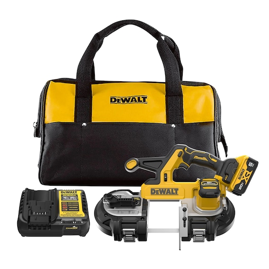 DeWALT® DCS378P1 Bandsaw Kit With Battery, 20 Voltage, 5.0 Ah Lithium Ion Battery, 535 Watt, 3-3/8 in Cut Capacity
