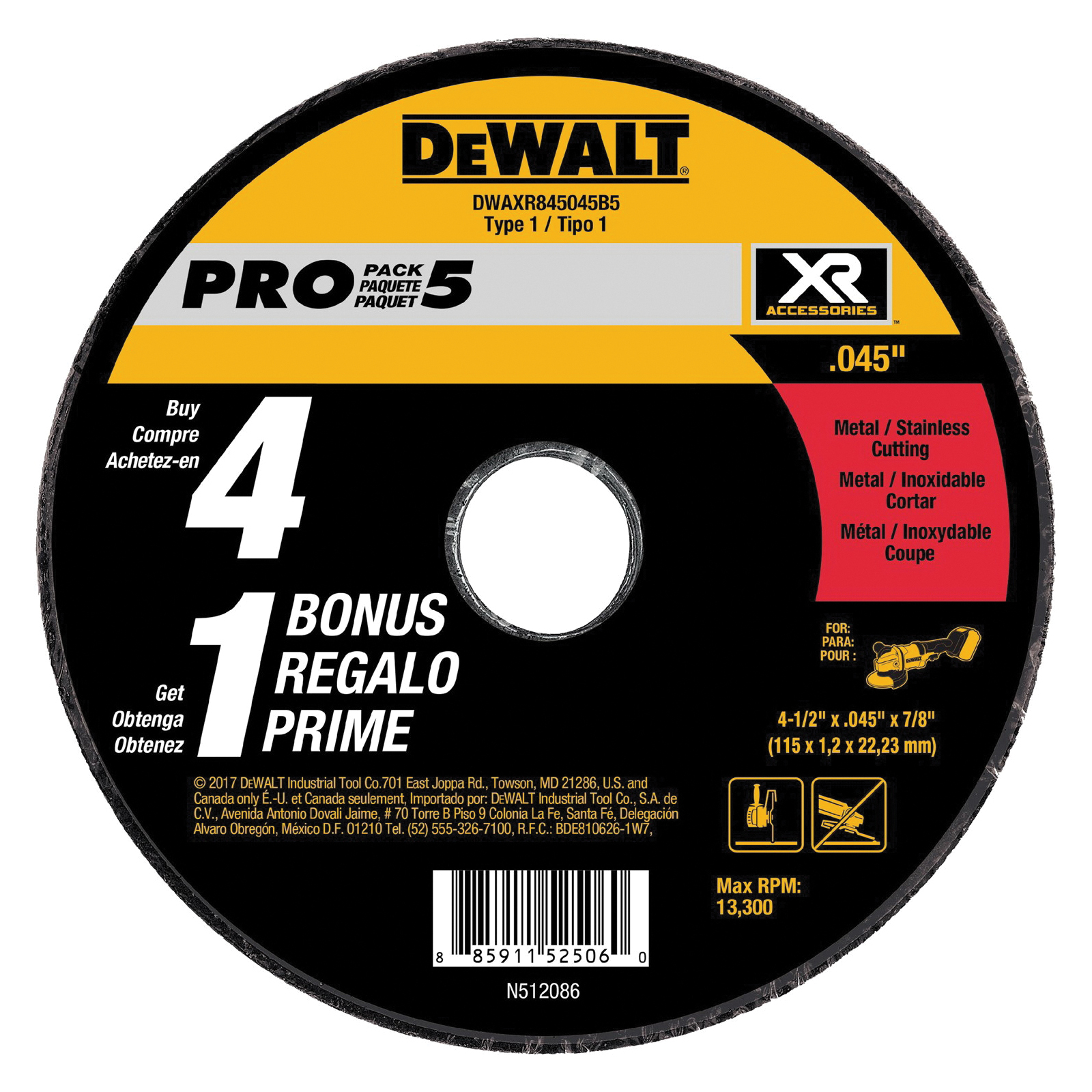 DeWALT® DWAXR845045B5 Cut-Off Wheels