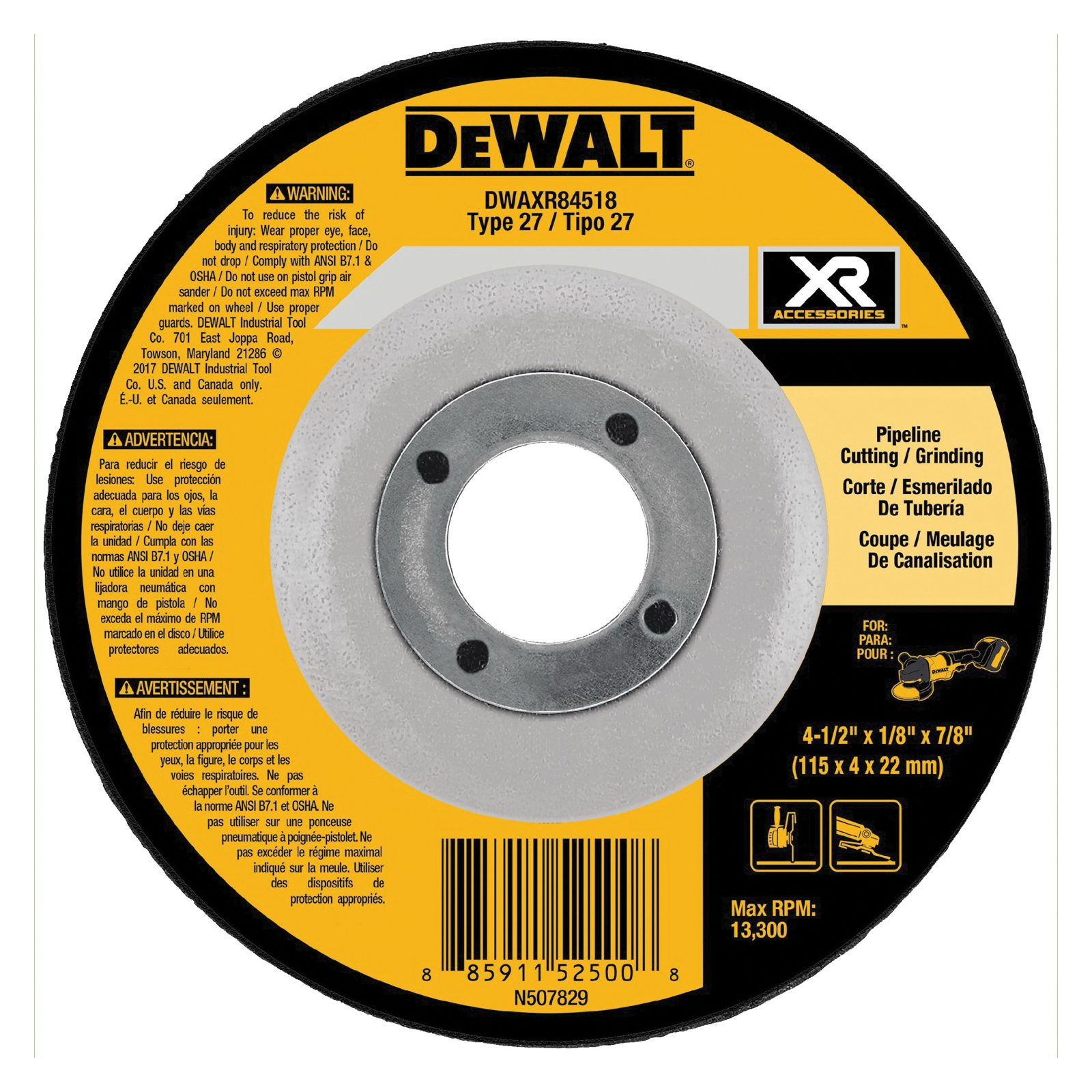 DeWALT® DWAXR84518 Depressed Center Wheels
