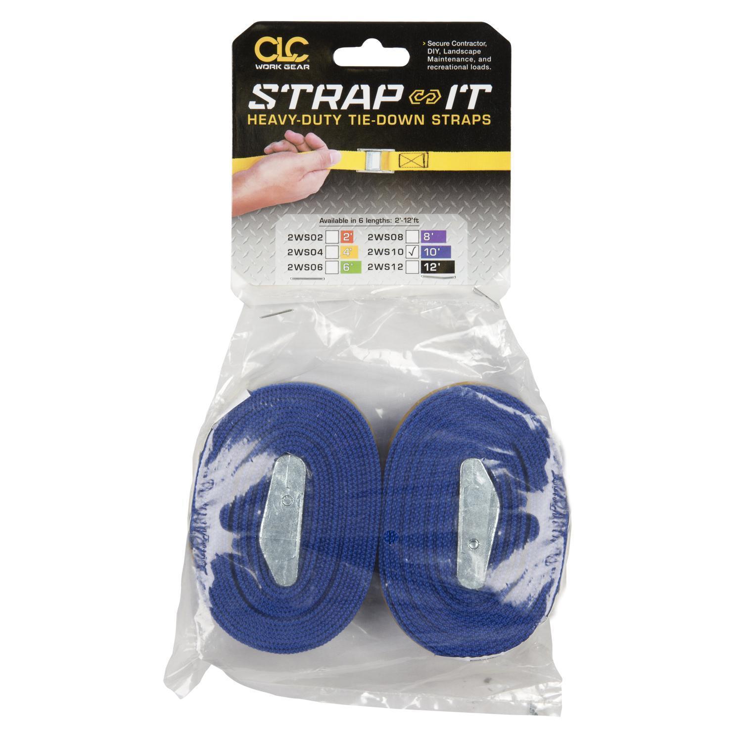 Dottie® Strap-It 2WS10 2-Piece Display Pack Heavy Duty Hang-Up Tie Down Web Strap, 10 ft L x 1 in W, 750 lb Load, Nylon