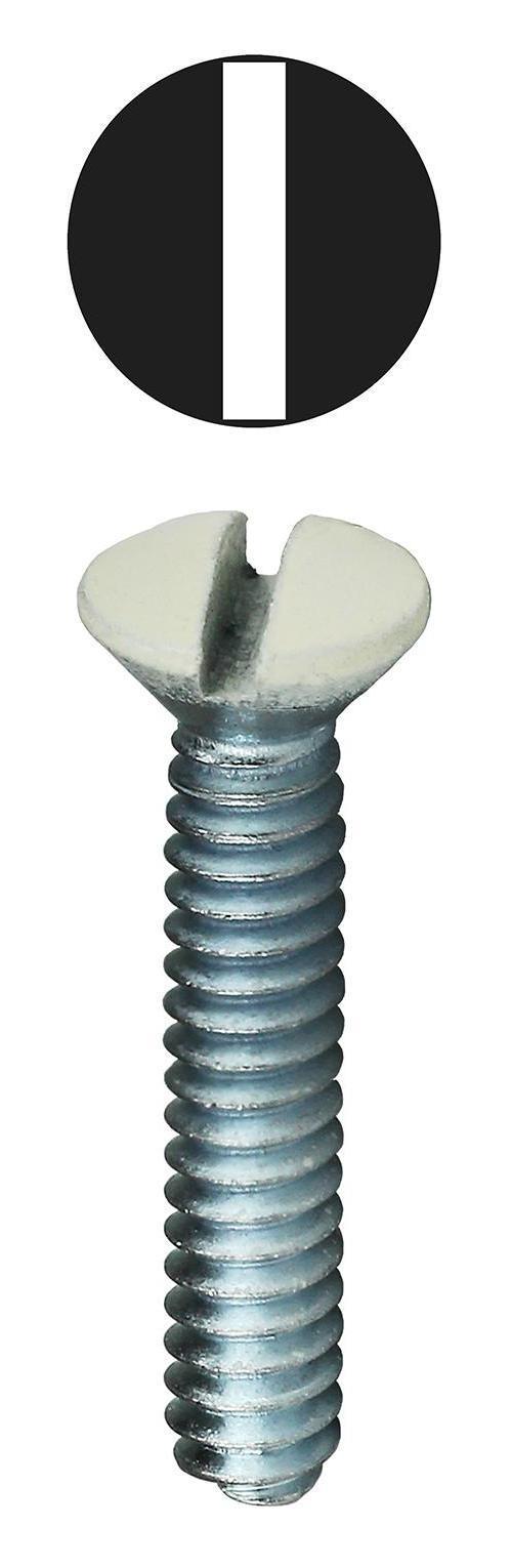 Dottie® 416WHT Oval Head Slotted Wallplate Screw, #6-32 x 1 in, Steel, Painted