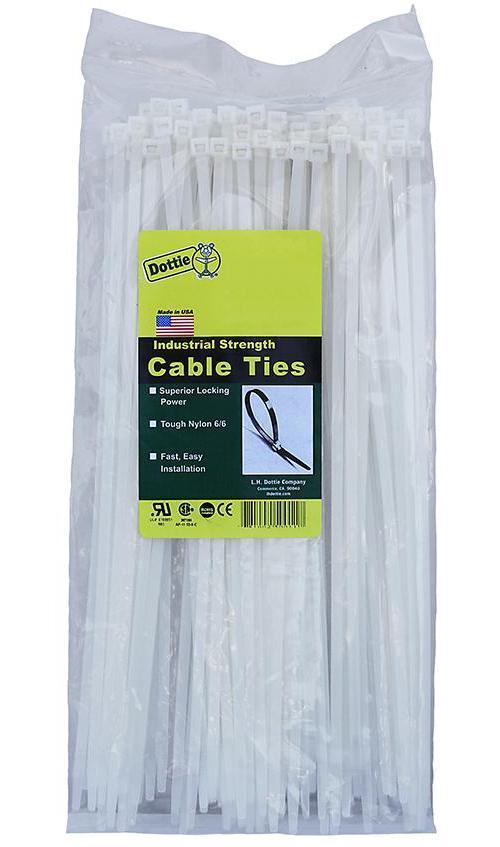 Dottie® DT21H Heavy Duty Straight Tip Cable Tie, 25-1/4 in L x 0.34 in W x 0.09 in THK, Nylon, Natural