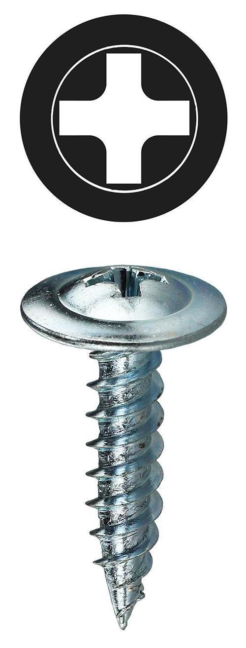 Dottie® KW8158 K-Lath Metal Piercing Screw, #8, 1-5/8 in OAL, Wafer Head, Phillips® Drive, Steel, Zinc Plated